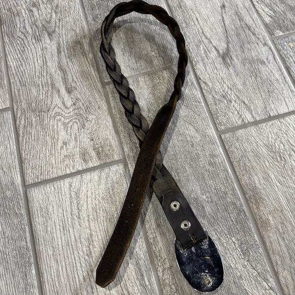 Aztec Mayan Sun Dial Calendar Belt Buckle & Vtg.‎ Braided Leather Belt 36 - Picture 9 of 9